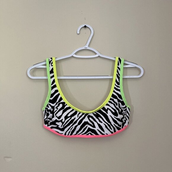 3 For $6 No Boundaries Juniors Small (3-5) Zebra Animal Print Neon Bikini Top - Picture 1 of 4